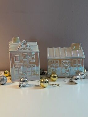 Target Bullseye Holiday Iridescent Houses - set of 2 - Christmas Village Scene